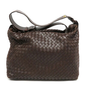 Bottega Veneta Shoulder Bag Brown Leather Intrecciato